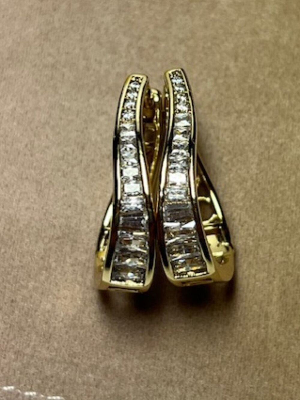 14kt gold filled bagette teardrop huggie hoop earrings